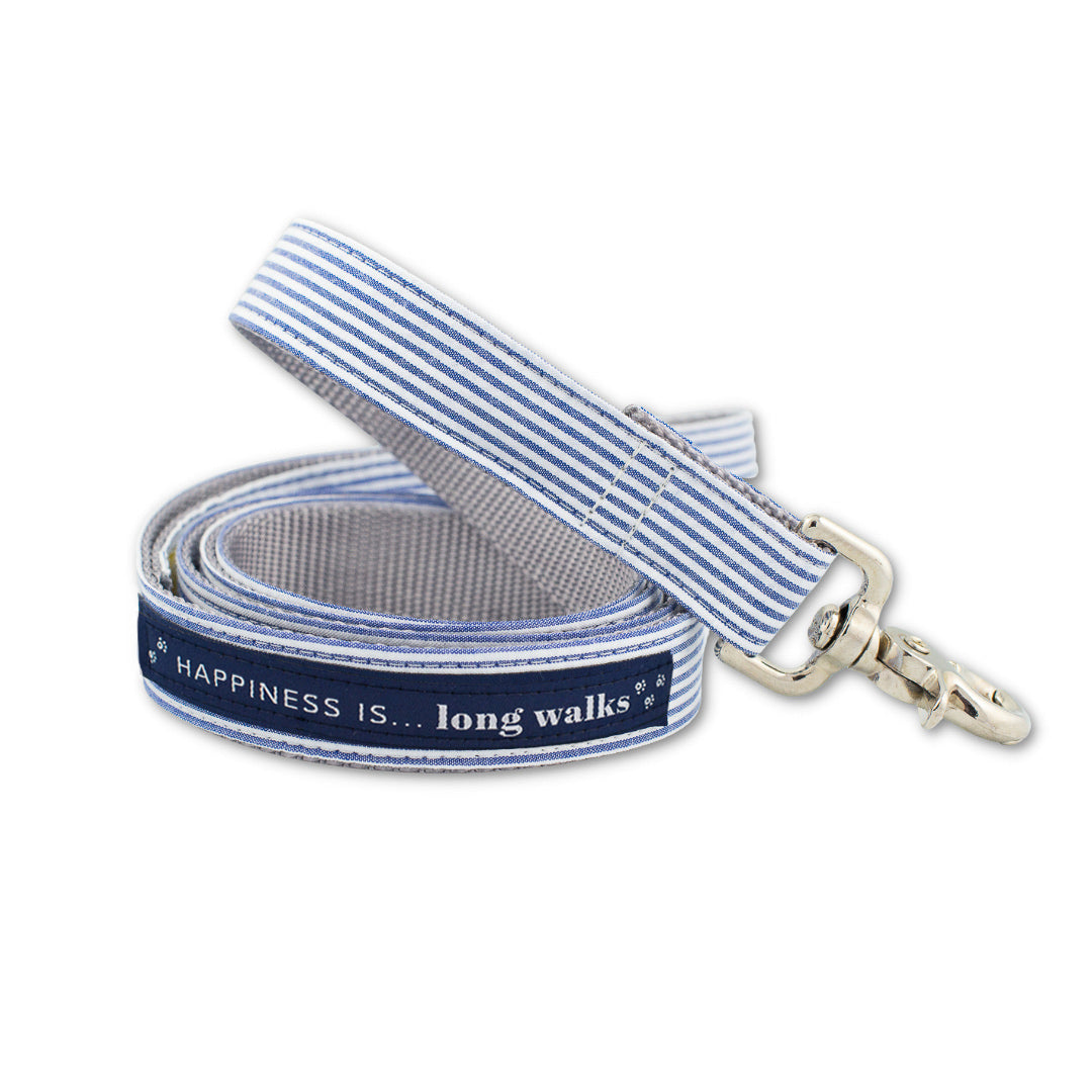 Long Walks Striped Blue Leash