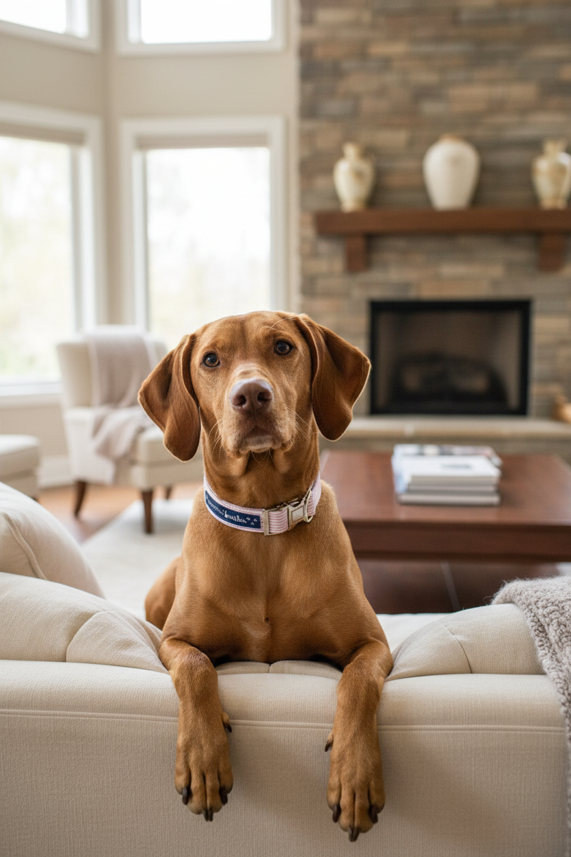 Dog Long Walks Striped Pink Collar