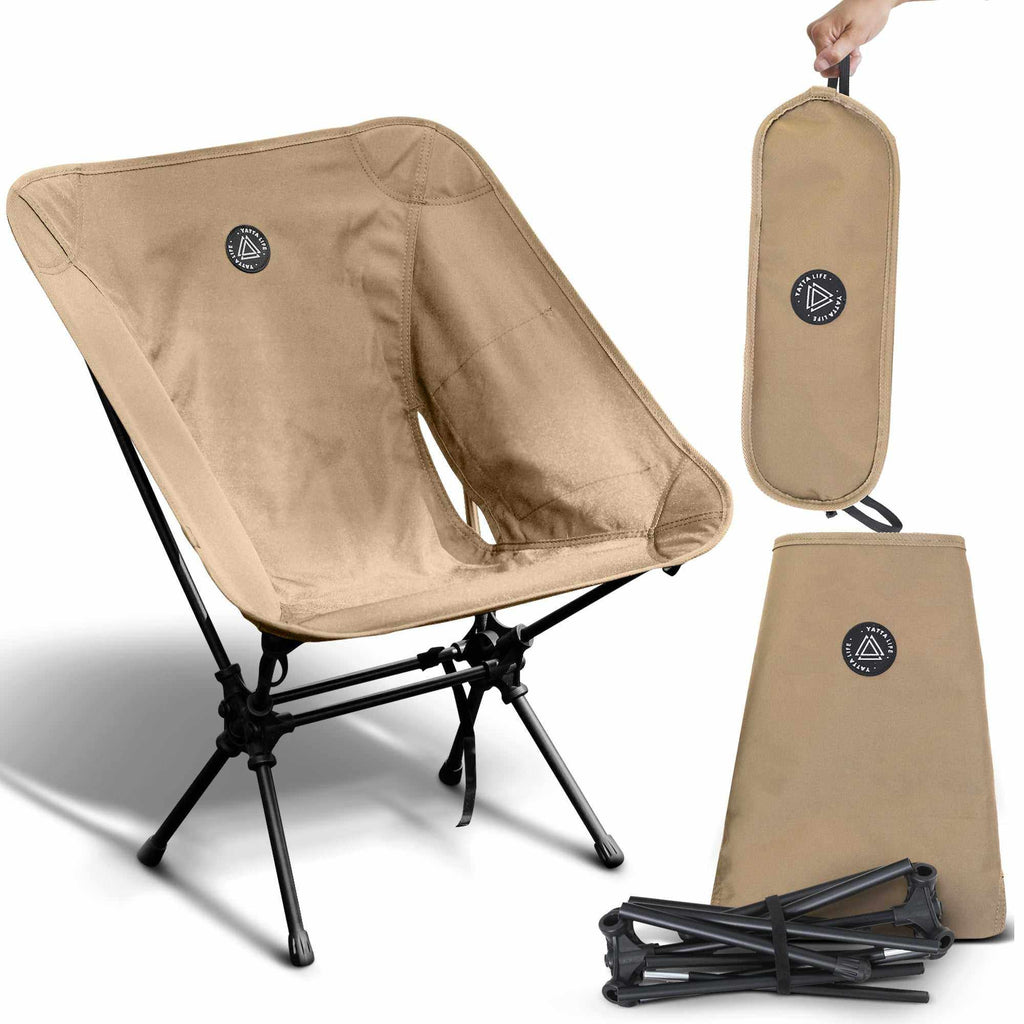 Yatta Life ultralight folding camping chair with storage pouch - [Black / Army Green / Khaki]