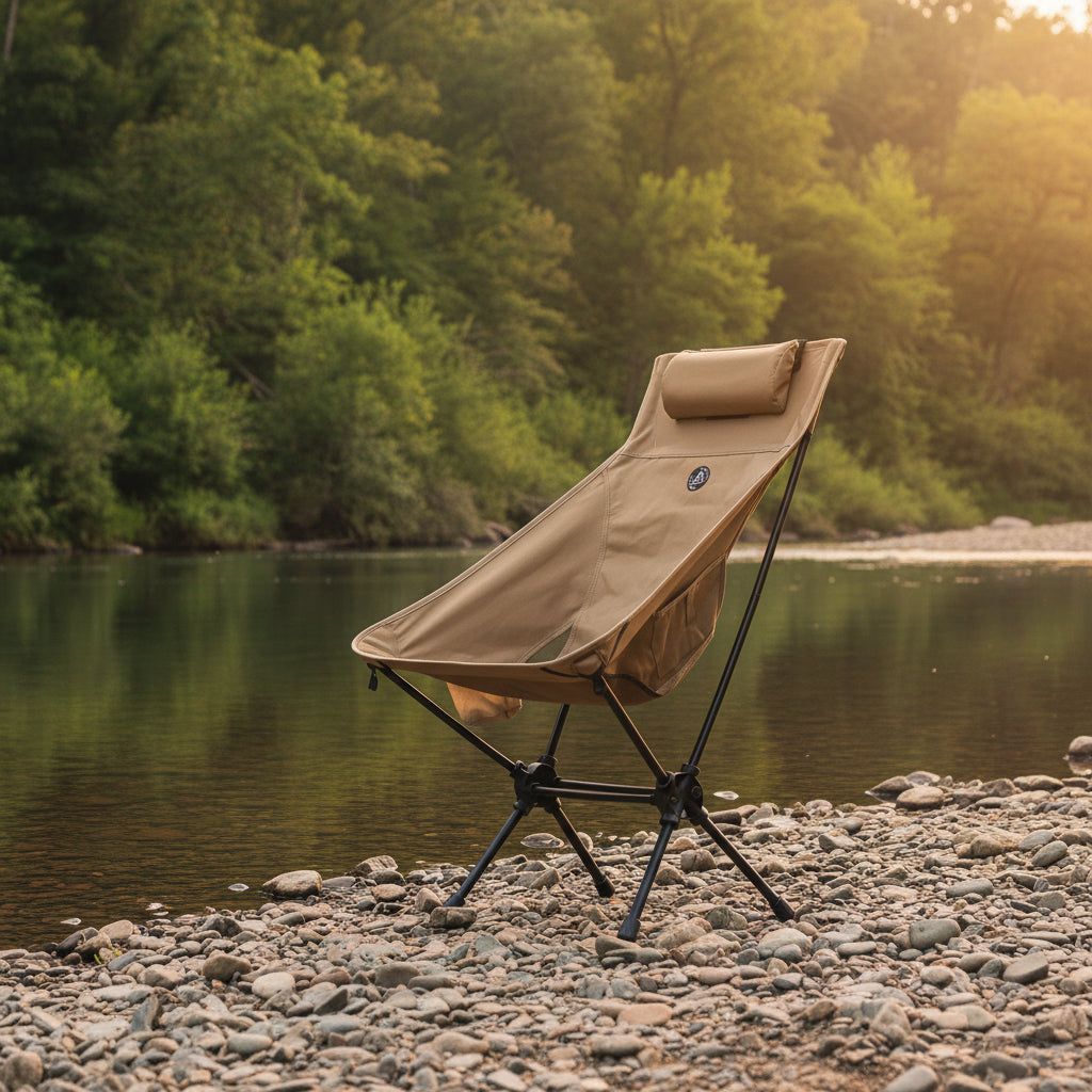 Lightweight folding camping chair with storage pouch - ultralight high back design for outdoor adventures