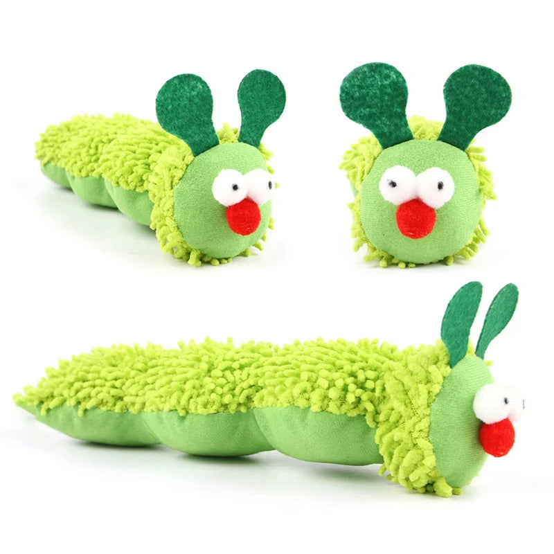 Caterpillar Catnip & Silvervine Cat Chew Toy – Fleece Molar Teaser