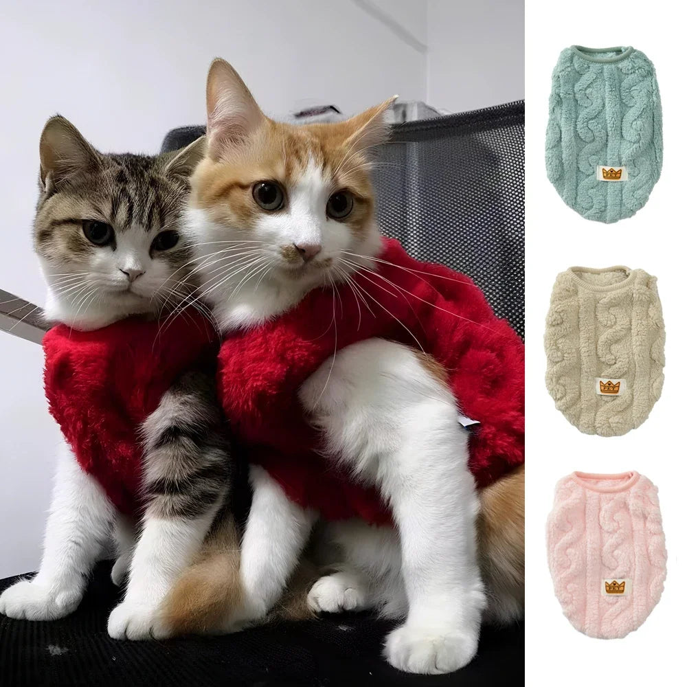 Fleece Sweater for Cats & Small Dogs – Warm Autumn Winter Pet Pullover