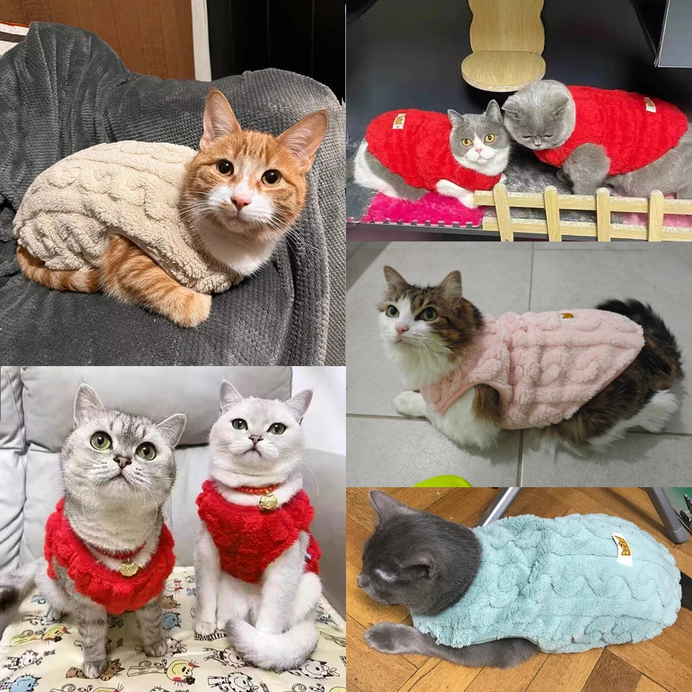 Fleece Sweater for Cats & Small Dogs – Warm Autumn Winter Pet Pullover