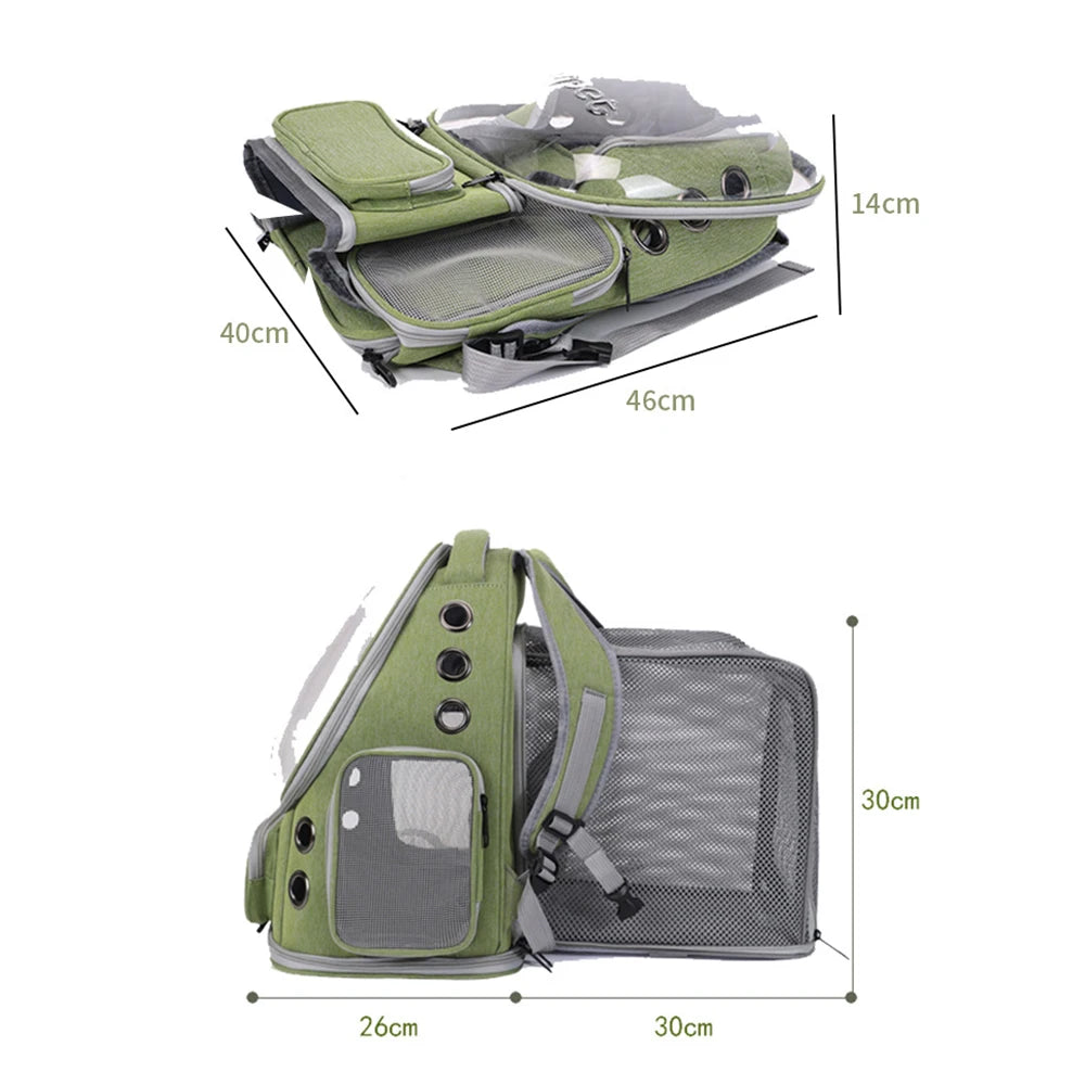 Expandable Pet Carrier Backpack — Breathable Travel Bag for Cats & Small Dogs