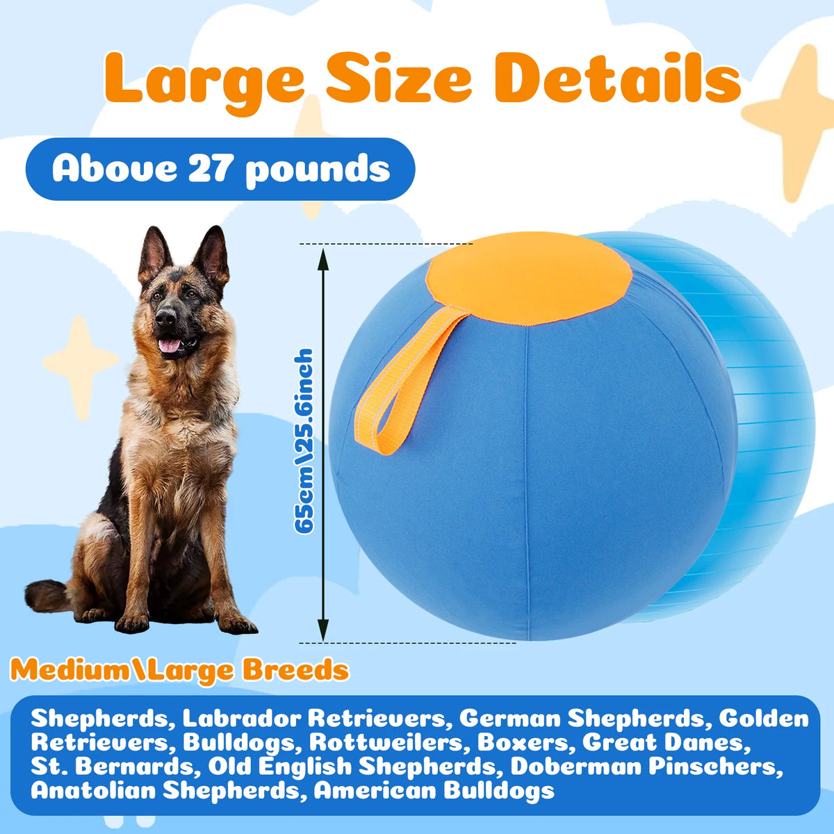 Herding Ball for Dogs — Inflatable Interactive Toy with Handle (45, 55 & 65cm)
