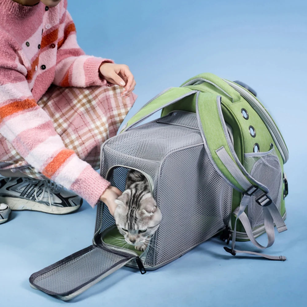 Expandable Pet Carrier Backpack — Breathable Travel Bag for Cats & Small Dogs