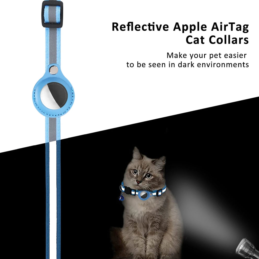 Reflective Cat Collar with GPS Tracker Holder & Bell – Breakaway Safety Collar