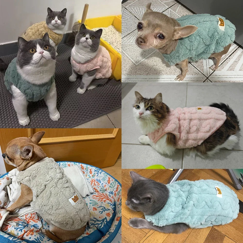 Fleece Sweater for Cats & Small Dogs – Warm Autumn Winter Pet Pullover