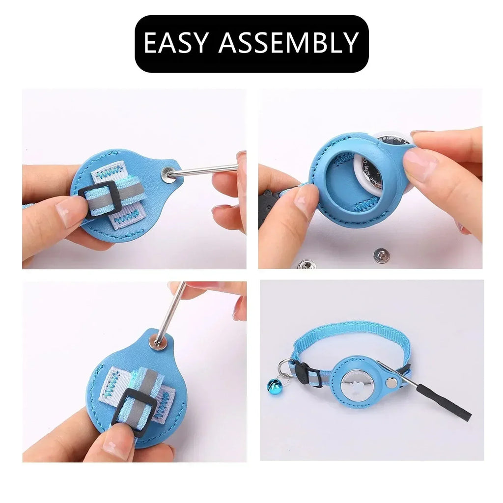 Reflective Cat Collar with GPS Tracker Holder & Bell – Breakaway Safety Collar