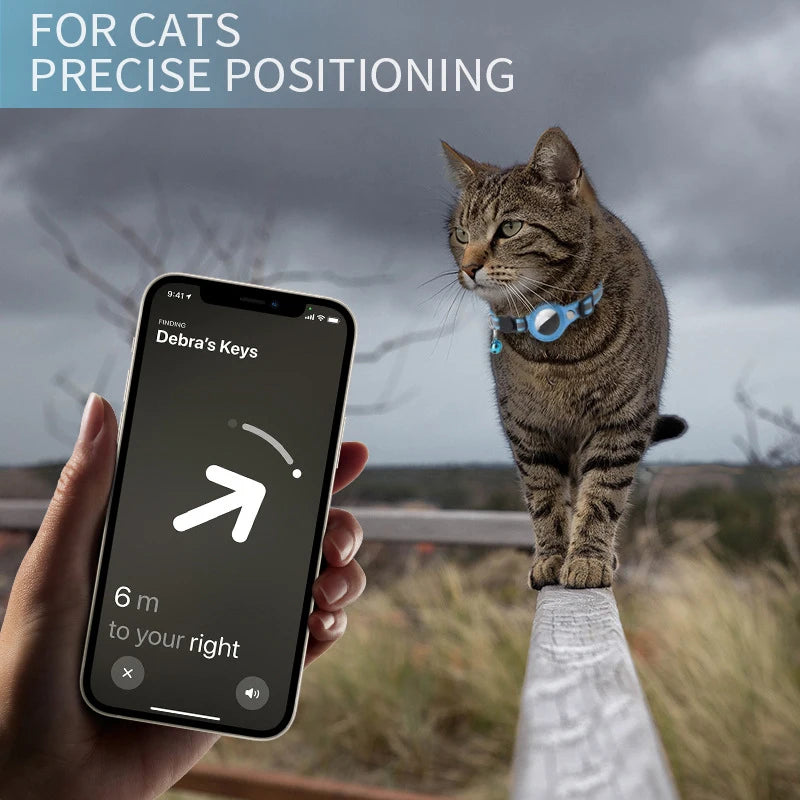 Reflective Cat Collar with GPS Tracker Holder & Bell – Breakaway Safety Collar