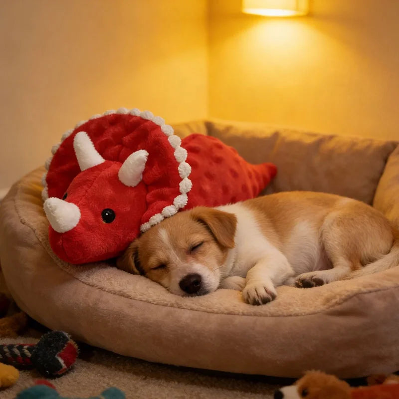 Triceratops Plush Squeaky Dog Toy