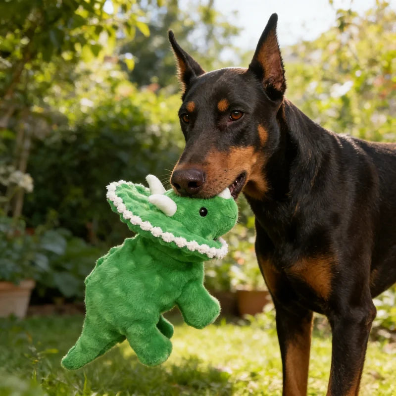 Triceratops Plush Squeaky Dog Toy