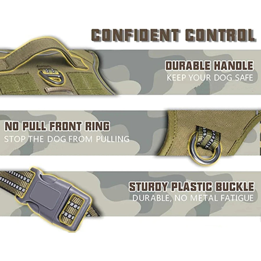 Military Tactical Dog Harness with Handle & Reflective Straps