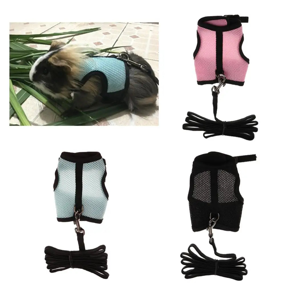 Multifunctional Vest Harness Leash for Hamster Guinea Pig Rabbit Ferret Small Pet Breathable Mesh Rope Walking Accessory